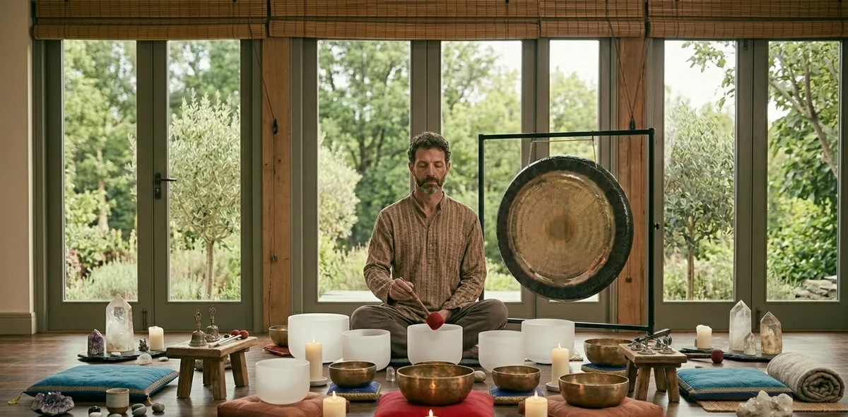 Sesión de sonoterapia con cuencos tibetanos y gongs